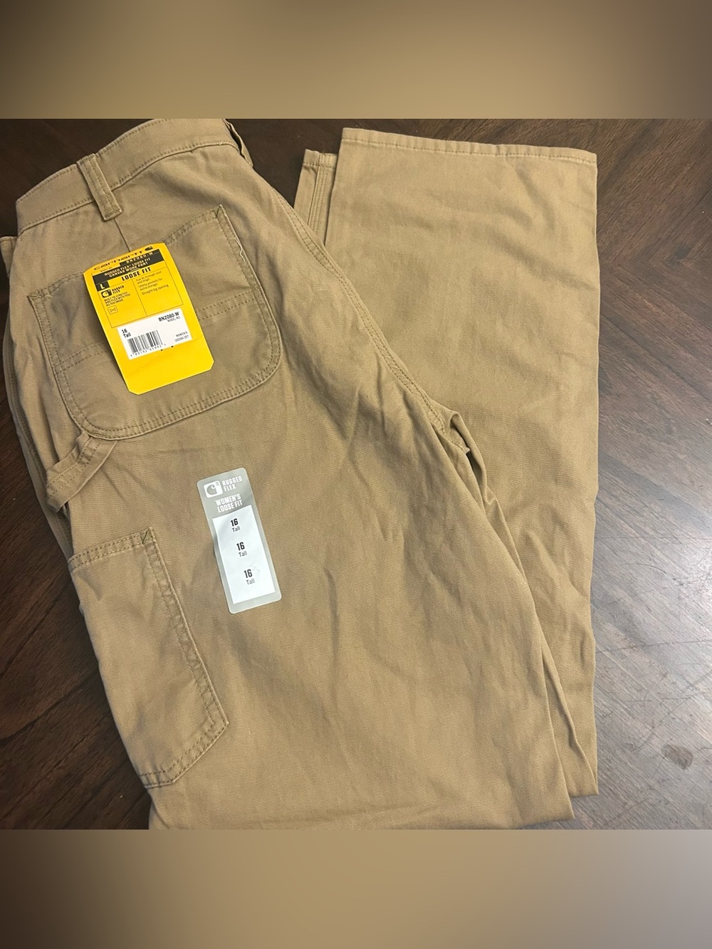 Carhartt women Rugged Loose Fit Canvas Work Utility Pants, Yukon, 16 Tall US New